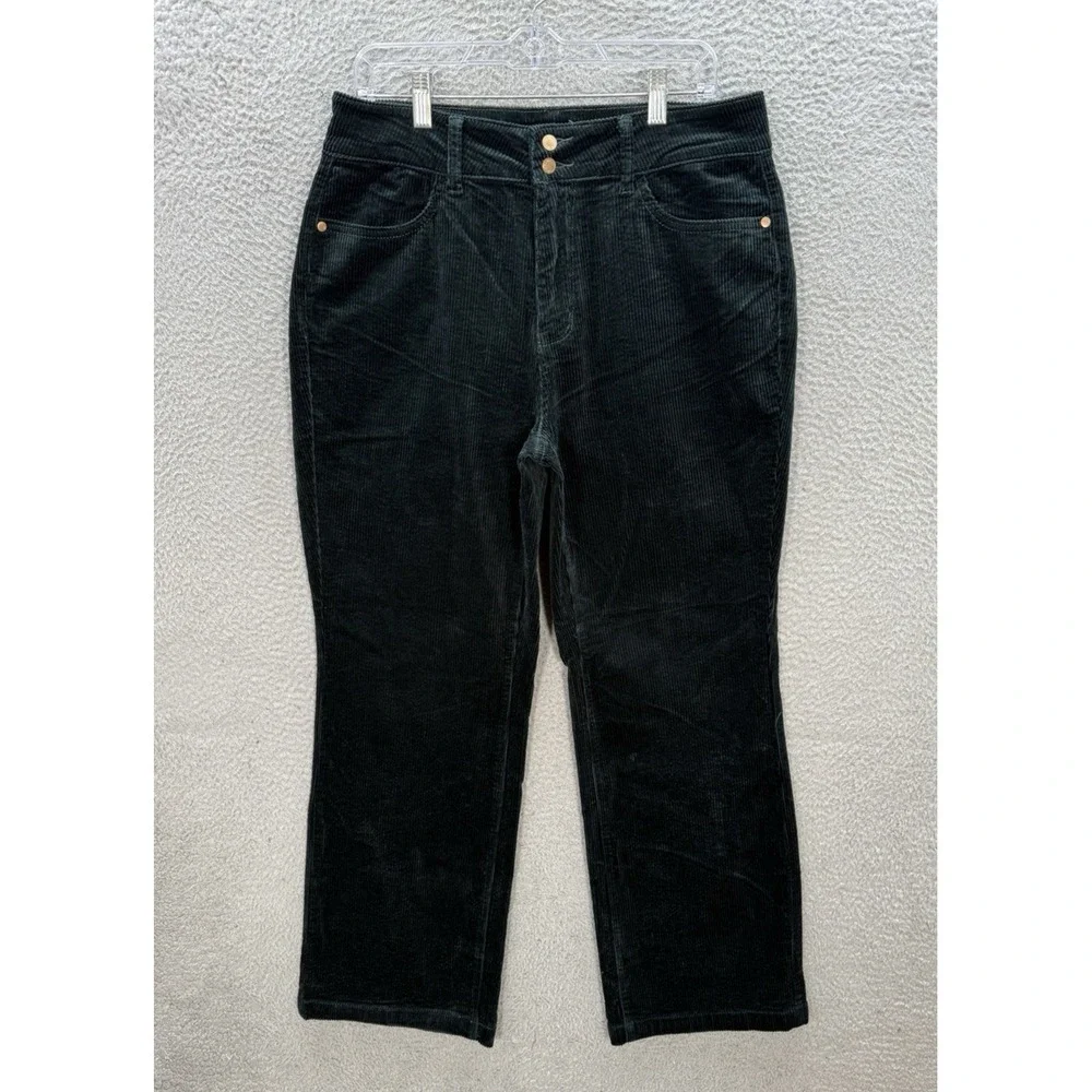 Judy Blue Pants Womens 14W Green Corduroy Wide Leg Stretch‎ Preppy Careerwear